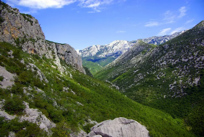 The canyon of Paklenica with the peaks of the Velebit behind