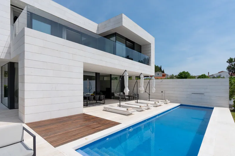 Villa Calma I and its pool from the corner of the terrace